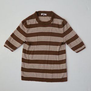 Madewell striped ribbed knit olive green  sweater